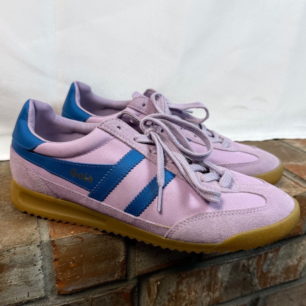 NWOT Gola Womens 9.5 Tornado Lilac Santorini Blue Suede Gum Retro Sneakers Shoe